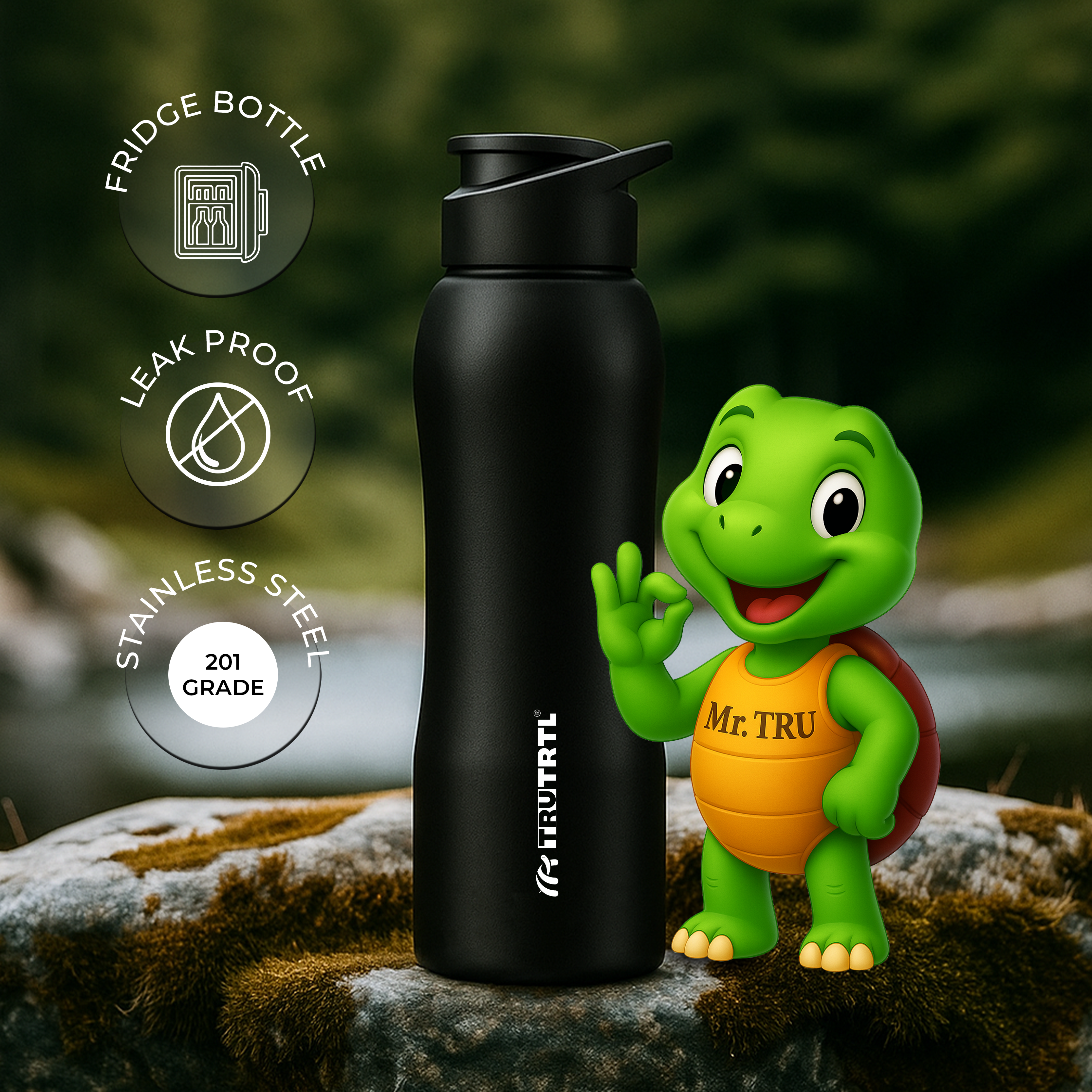 truTRTL Black Steel Bottle