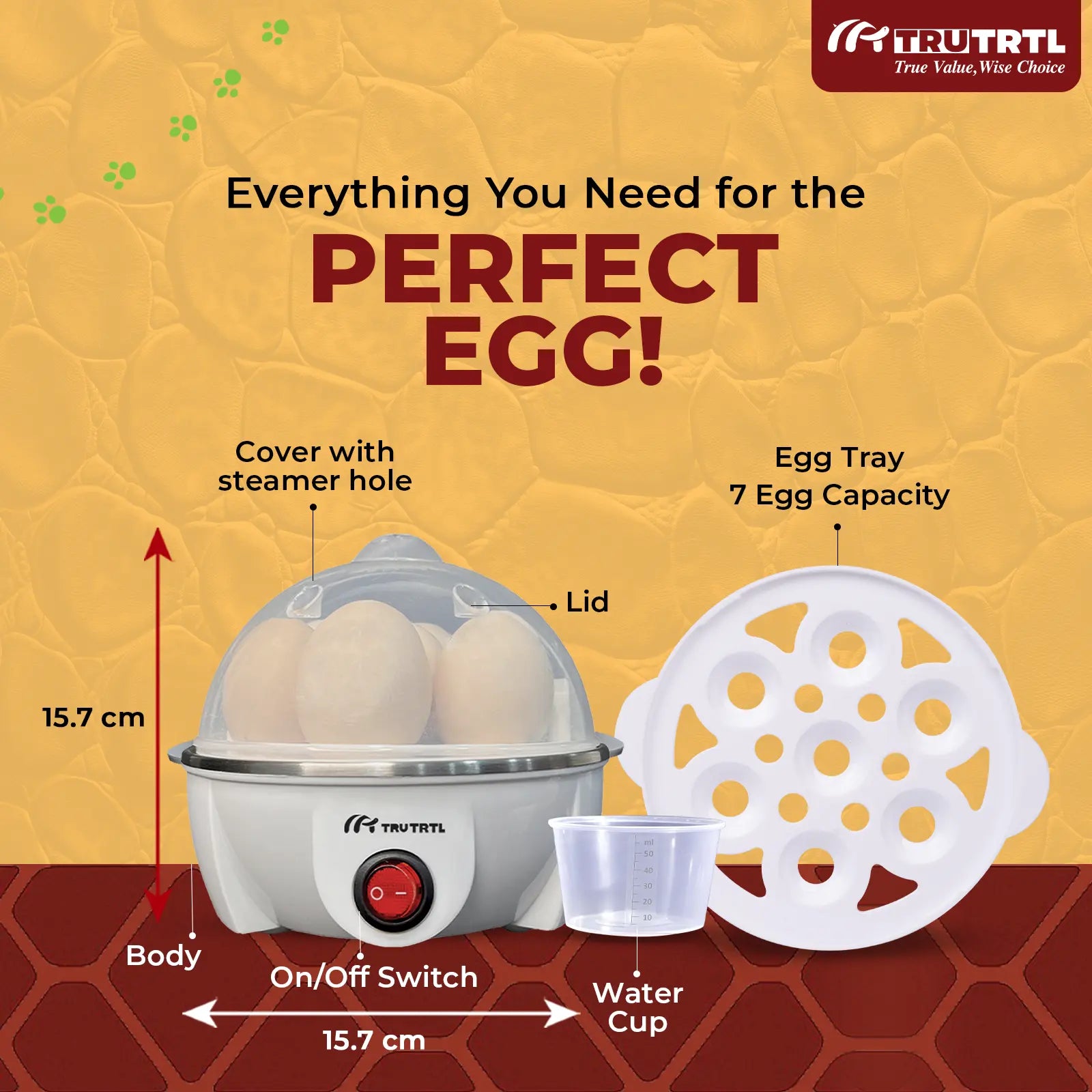truTRTL Smart Egg Boiler | Boil upto 7 Eggs | White