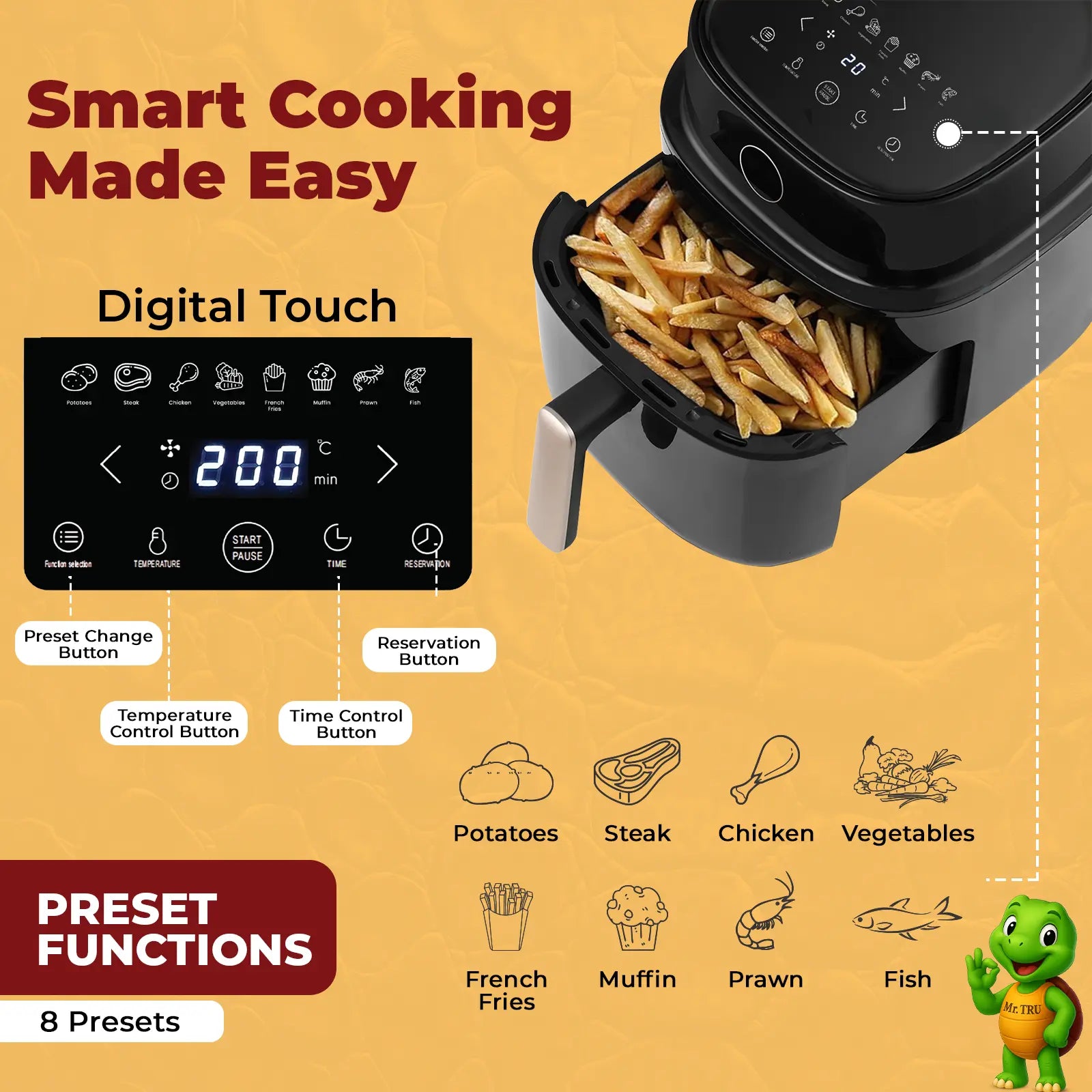 truTRTL Smart Digital Air Fryer
