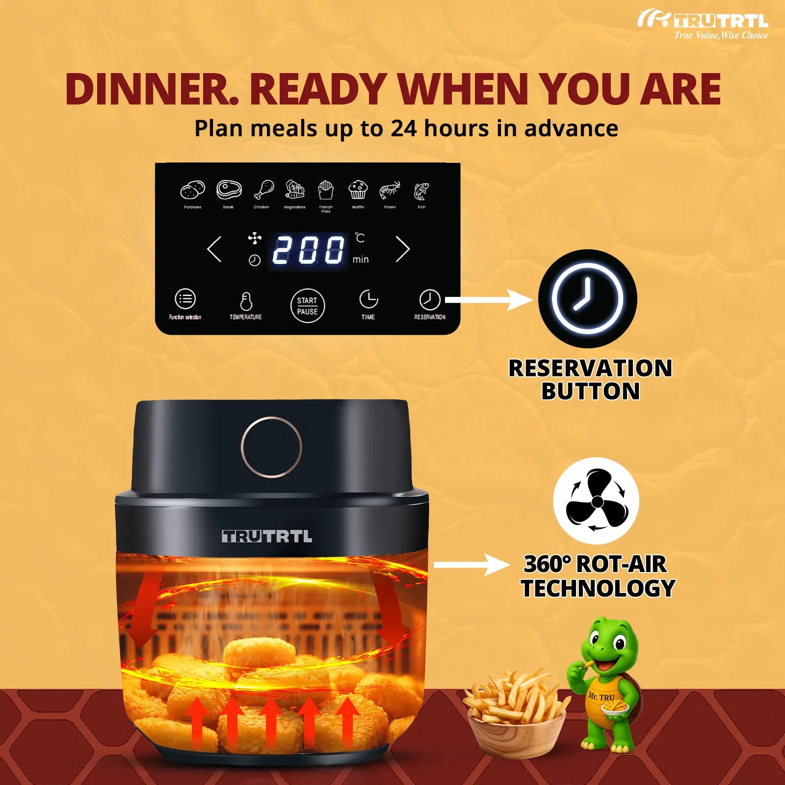 truTRTL Smart Digital Air Fryer