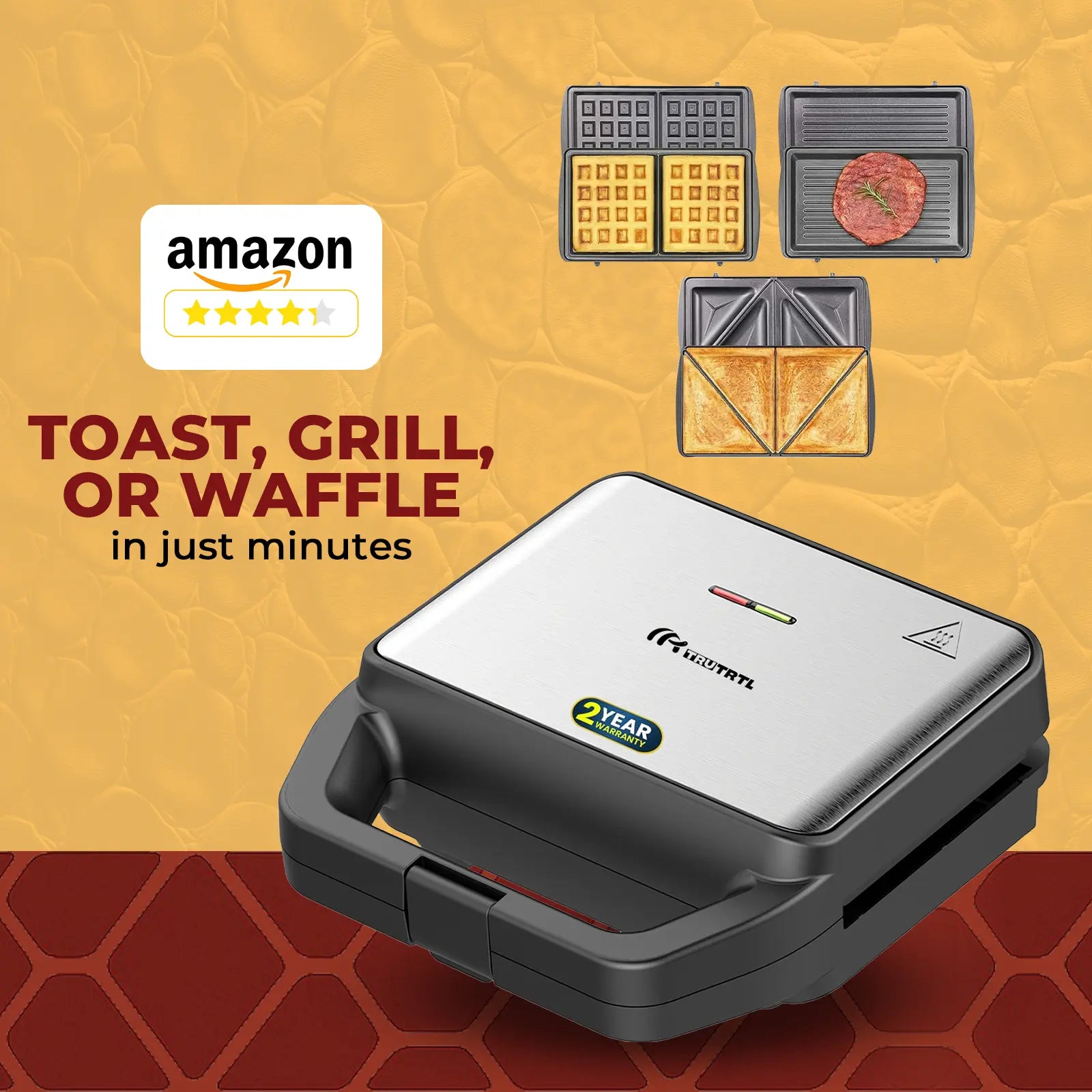 truTRTL Premium 3-in-1 Sandwich Maker