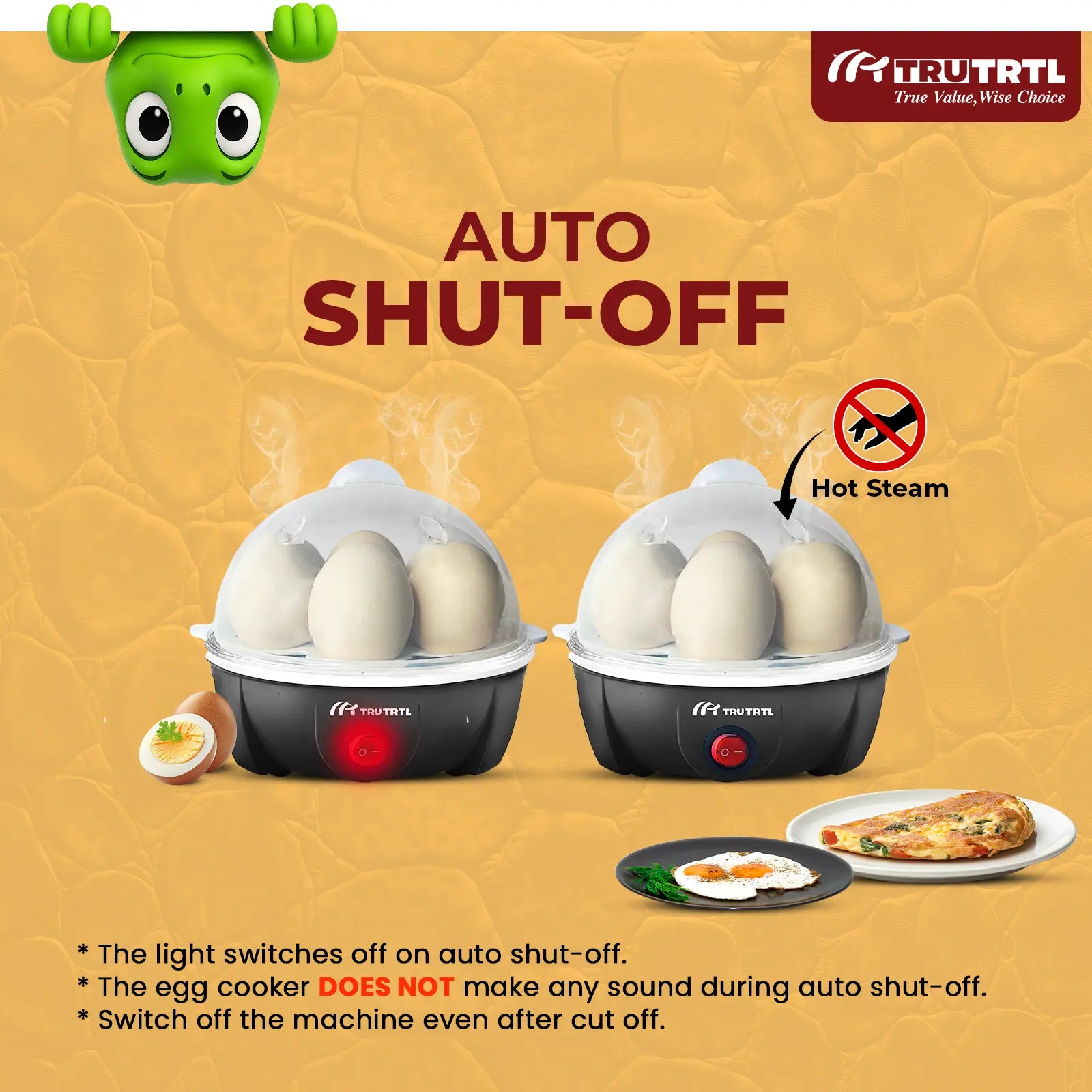 truTRTL Smart Egg Boiler | Boil upto 7 Eggs | Black