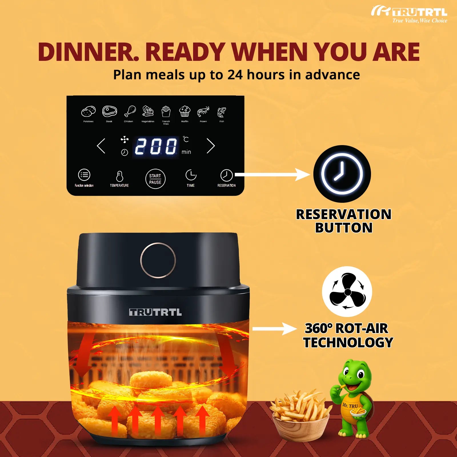 truTRTL Smart Digital Air Fryer