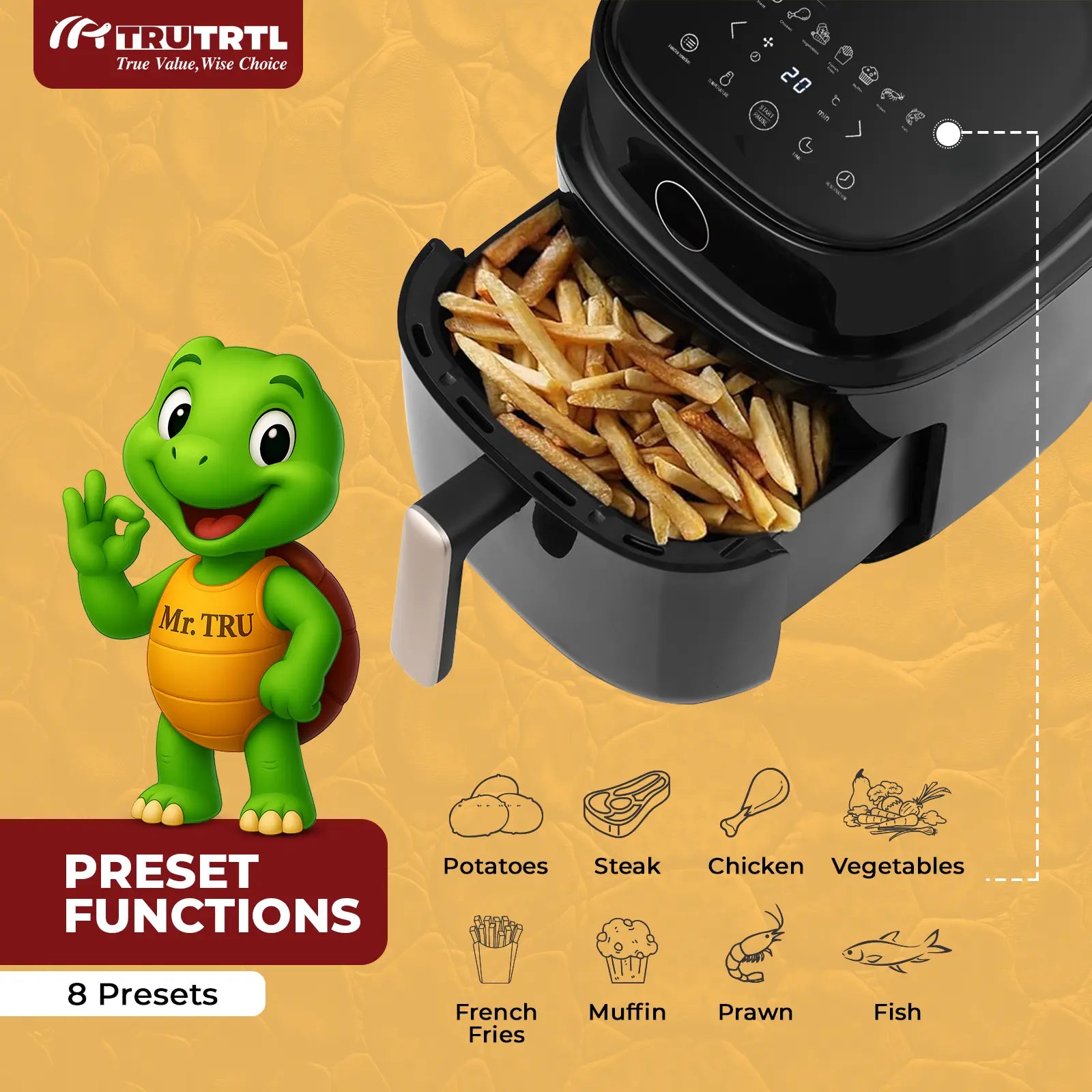 truTRTL Smart Digital Air Fryer
