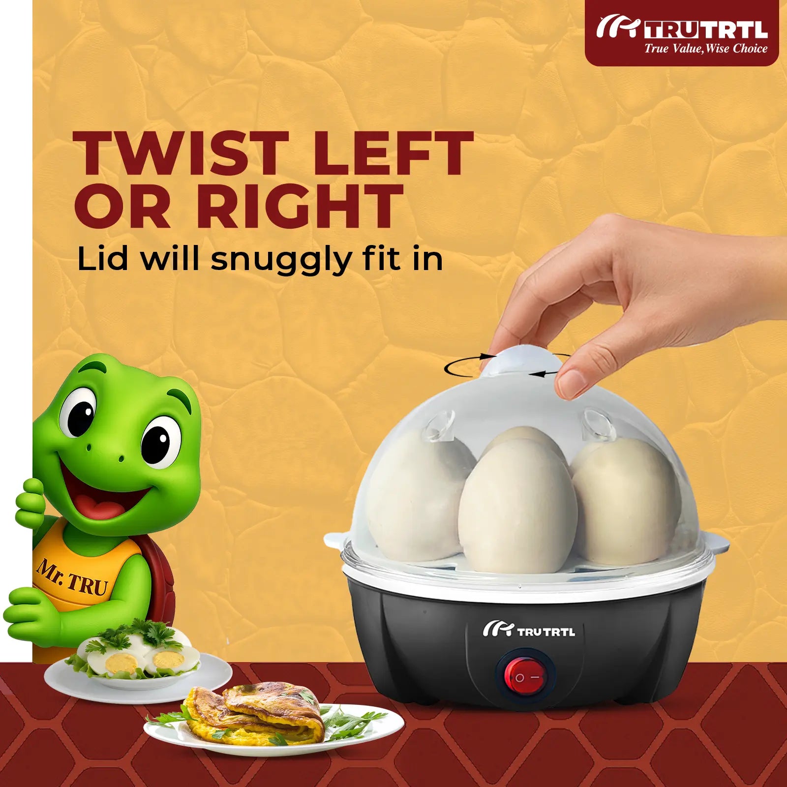 truTRTL Smart Egg Boiler | Boil upto 7 Eggs | Black