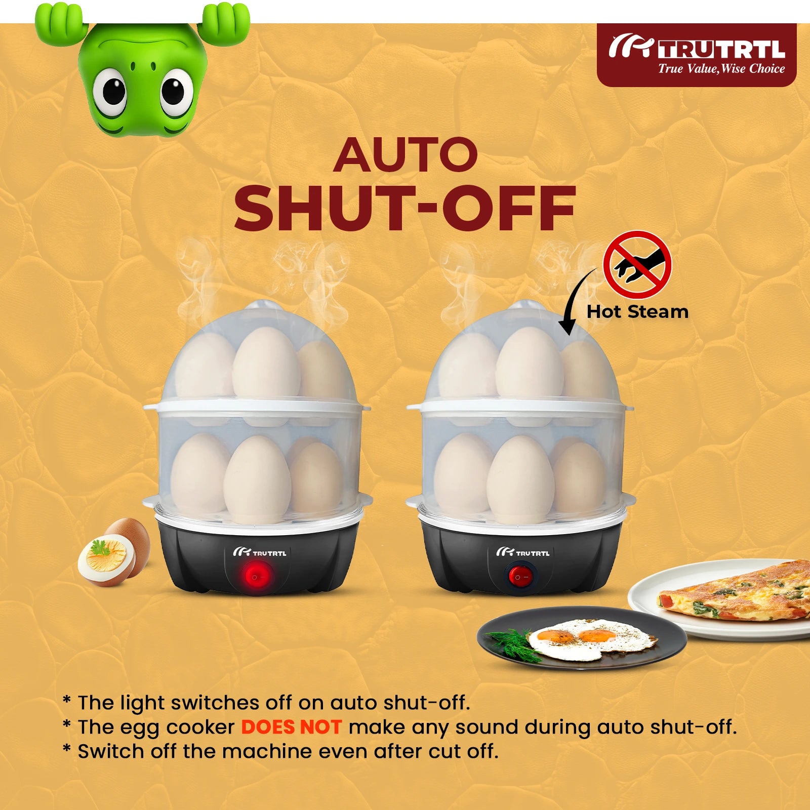 truTRTL Smart 4-in-1 Egg Boiler | Boil upto 14 Eggs | Black