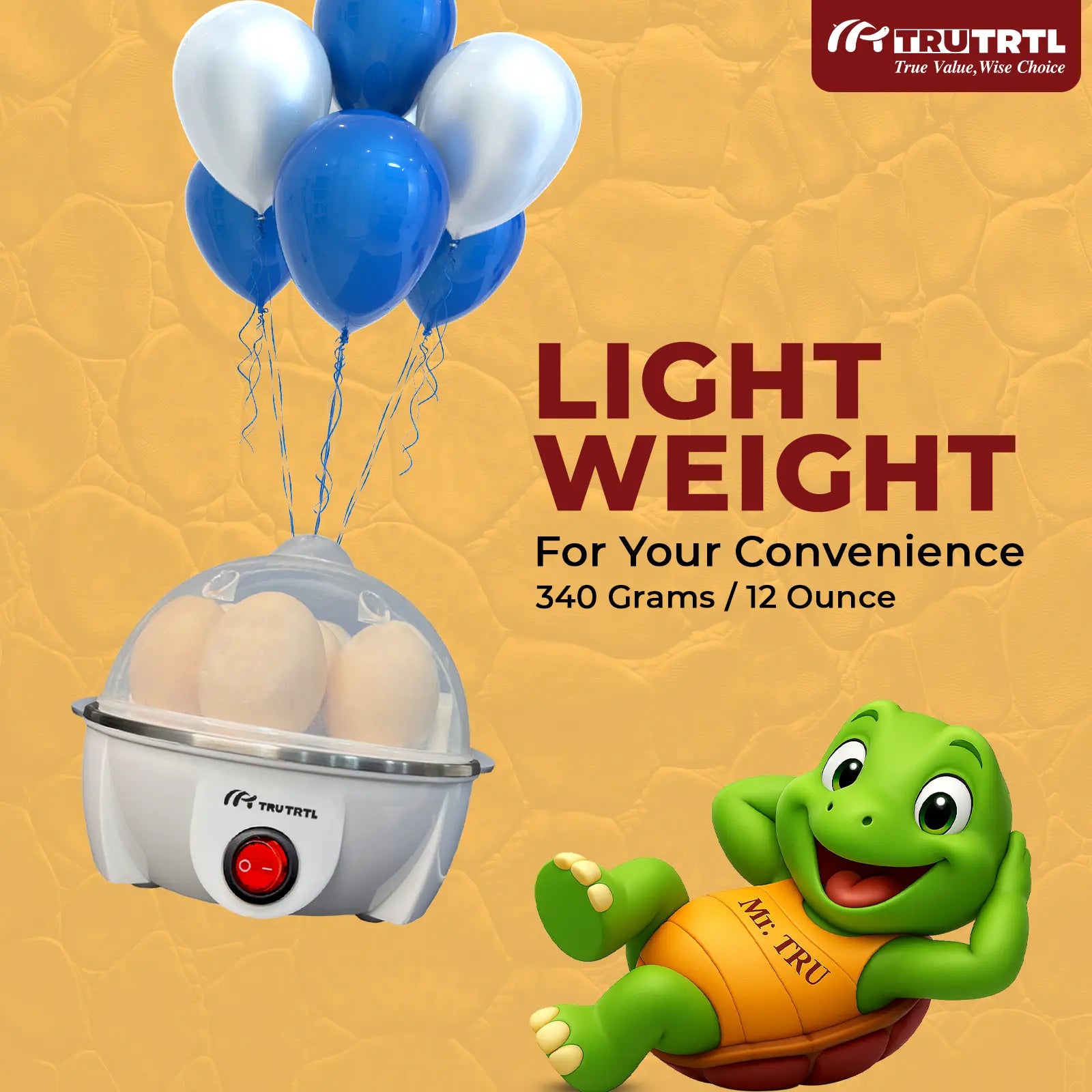 truTRTL Smart Egg Boiler | Boil upto 7 Eggs | White