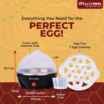 truTRTL Smart Egg Boiler | Boil upto 7 Eggs | Black