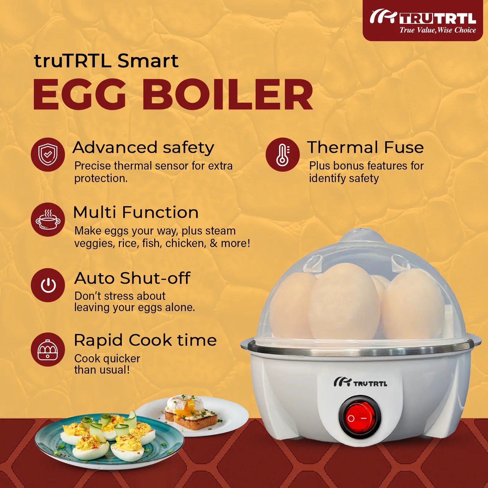 truTRTL Smart Egg Boiler | Boil upto 7 Eggs | White
