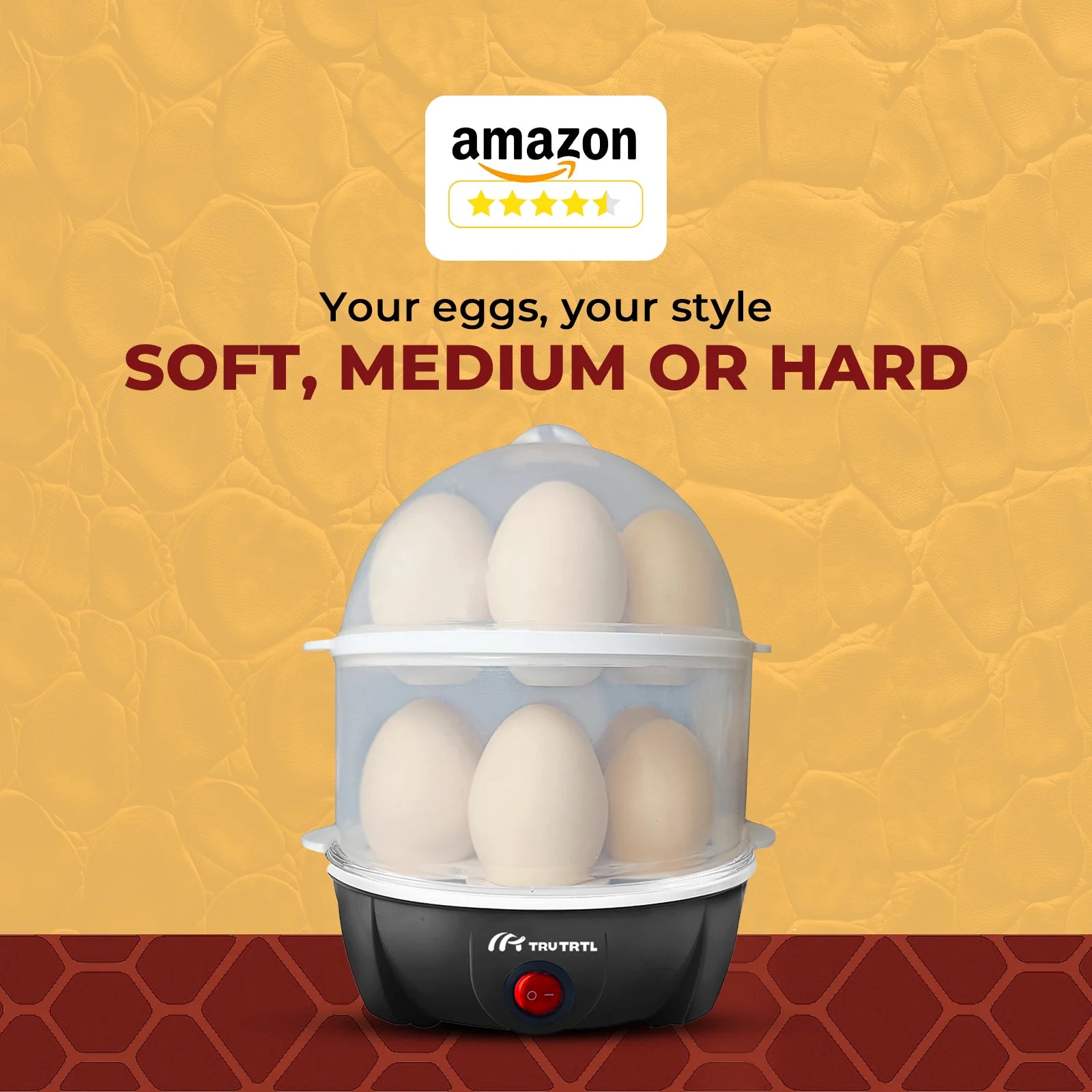 truTRTL Smart 4-in-1 Egg Boiler | Boil upto 14 Eggs | Black