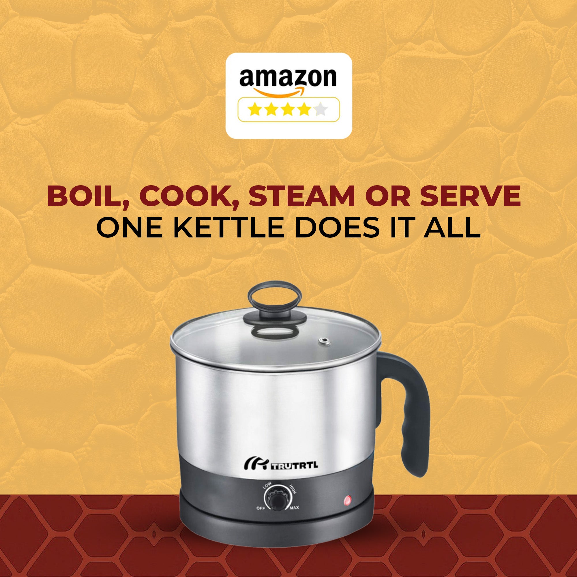 truTRTL Multipurpose 1.3 Litre Kettle