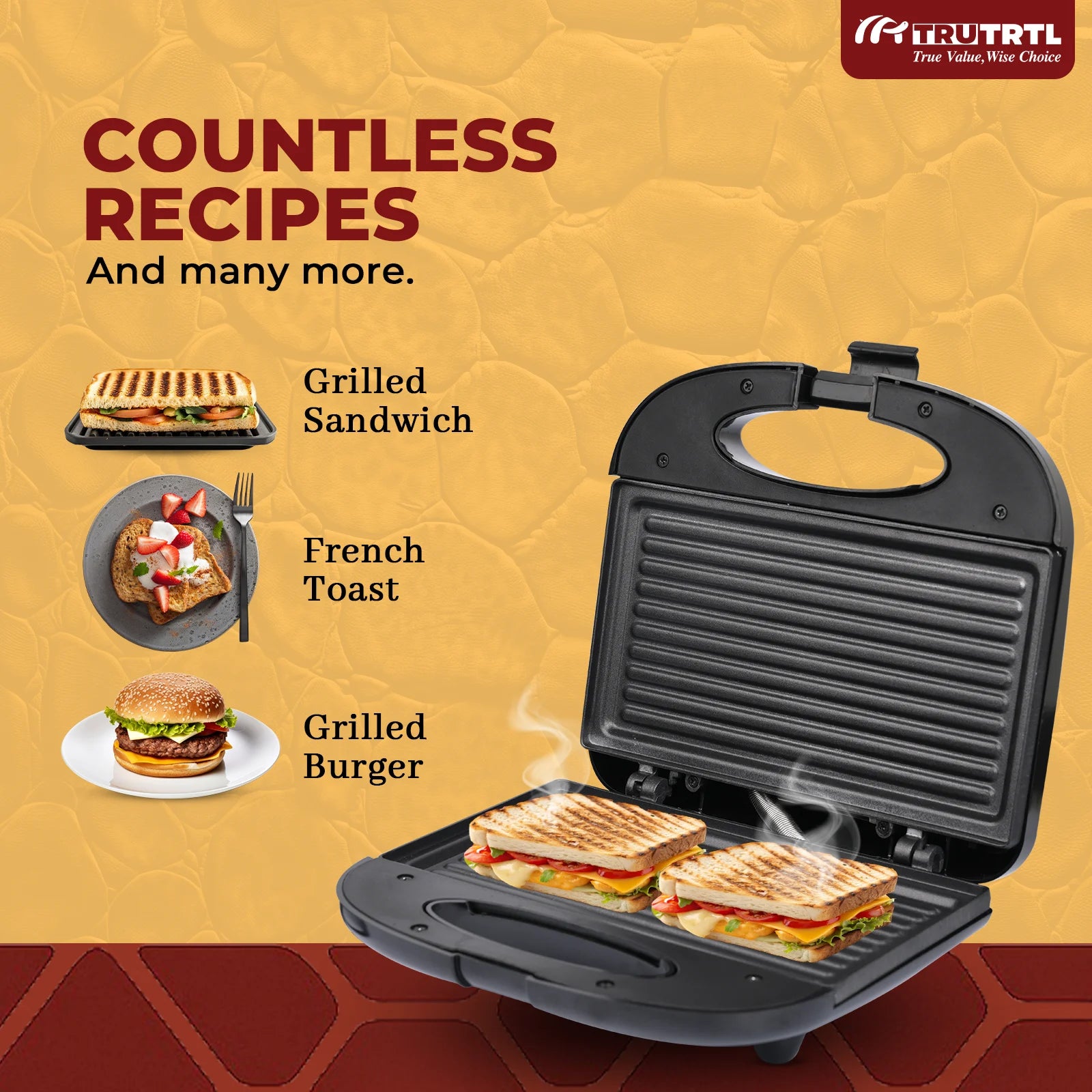 truTRTL Delight Grill Sandwich Maker
